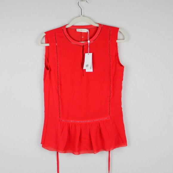 NWT Tory Burch Silk Ruffled Hem Sleeveless Top– Chic Blouse for Any Occasion - Picture 2 of 9